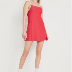 Old Navy Workout Dress Active Red Dress White Trim Powersoft Cami Athletic